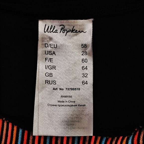 Ulla Popken Swimsuit Womens 28 Black Rainbow Stripe Strap Front Self-Bra Lined - Picture 2 of 14